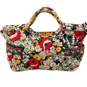 VERA BRADLEY Poppy Fields Retired Design Quilted Floral Handbag Satchel Tote Pur